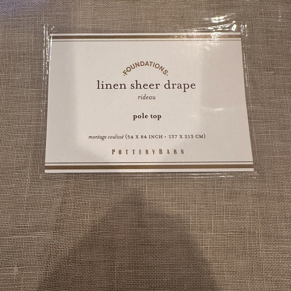 Pottery Barn linen sheer drape Rideau 54” x 84”